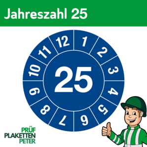 Jahresprüfplakette 25 in blau