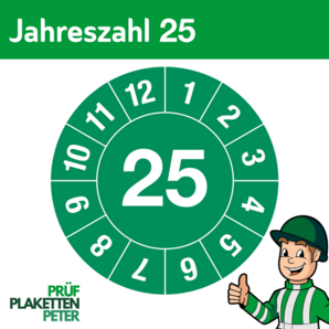 Jahresprüfplakette 25 in grün