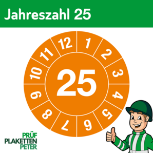 Jahresprüfplakette 25 in orange