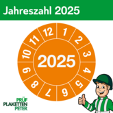 Jahresprüfplakette 2025 in orange