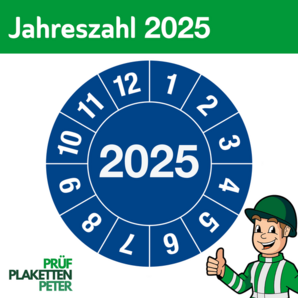 Jahresprüfplakette 2025 in blau