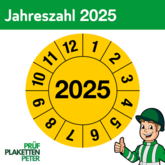 Jahresprüfplakette 2025 in gelb
