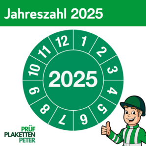 Jahresprüfplakette 2025 in grün