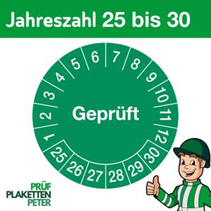 Mehrjahresprüfplakette GEPRÜFT 25-30 in grün