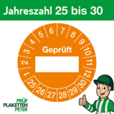 Mehrjahresprüfplakette GEPRÜFT mit BESCHRIFTUNGSFELD