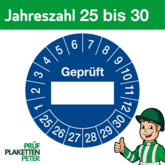 Mehrjahresprüfplakette GEPRÜFT mit BESCHRIFTUNGSFELD