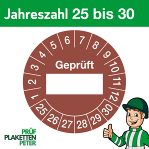 Mehrjahresprüfplakette GEPRÜFT mit BESCHRIFTUNGSFELD