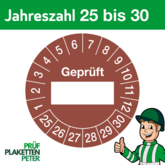 Mehrjahresprüfplakette GEPRÜFT mit BESCHRIFTUNGSFELD