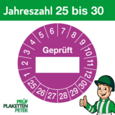 Mehrjahresprüfplakette GEPRÜFT mit BESCHRIFTUNGSFELD