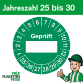 Mehrjahresprüfplakette GEPRÜFT mit BESCHRIFTUNGSFELD
