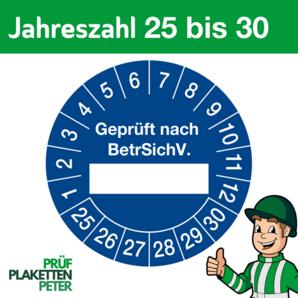 Mehrjahresprüfplakette GEPRÜFT NACH BetrSichV.