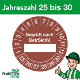Mehrjahresprüfplakette GEPRÜFT NACH BetrSichV.