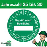Mehrjahresprüfplakette GEPRÜFT NACH BetrSichV.