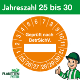 Mehrjahresprüfplakette GEPRÜFT NACH BetrSichV.