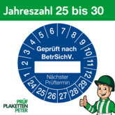 Mehrjahresprüfplakette GEPRÜFT NACH BetrSichV. nächster Prüftermin