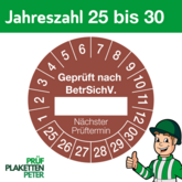 Mehrjahresprüfplakette GEPRÜFT NACH BetrSichV. nächster Prüftermin