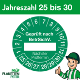 Mehrjahresprüfplakette GEPRÜFT NACH BetrSichV. nächster Prüftermin