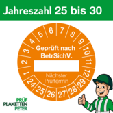 Mehrjahresprüfplakette GEPRÜFT NACH BetrSichV. nächster Prüftermin