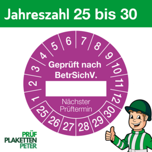 Mehrjahresprüfplakette GEPRÜFT NACH BetrSichV. nächster Prüftermin