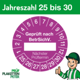 Mehrjahresprüfplakette GEPRÜFT NACH BetrSichV. nächster Prüftermin