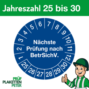 Mehrjahresprüfplakette NÄCHSTE PRÜFUNG NACH BetrSichV.