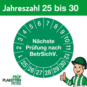 Mehrjahresprüfplakette NÄCHSTE PRÜFUNG NACH BetrSichV.