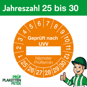 Mehrjahresprüfplakette geprüft nach UVV