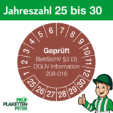 Mehrjahresprüfplakette Geprüft BetrSichV §3 (3) DGUV Information 208-016
