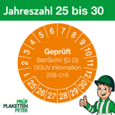 Mehrjahresprüfplakette Geprüft BetrSichV §3 (3) DGUV Information 208-016