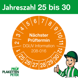 Mehrjahresprüfplakette Nächster Prüftermin DGUV Information 208-016