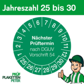 Mehrjahresprüfplakette Nächster Prüftermin nach DGUV Vorschrift 54