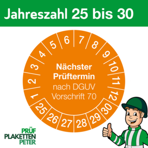 Mehrjahresprüfplakette Nächster Prüftermin nach DGUV Vorschrift 70