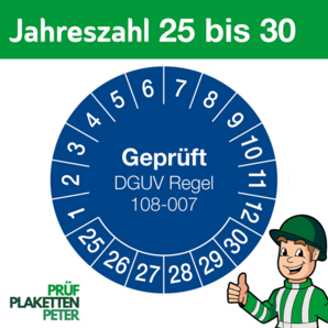 Mehrjahresprüfplakette Geprüft DGUV Regel 108-007