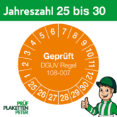Mehrjahresprüfplakette Geprüft DGUV Regel 108-007